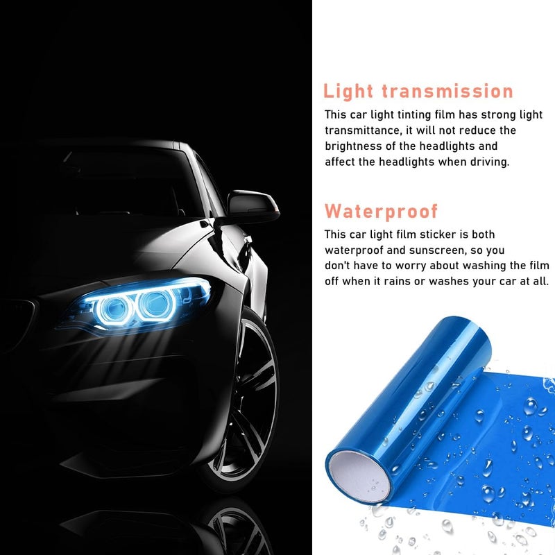 KVAEY Car Light Tint Film, 12×48 Inch Tint Vinyl Wrap Film Roll with Squeegee and Cutter, Self-Adhesive Film Sticker for Car Headlights Tail Lights Fog Lights, Car Accessories - Image 4